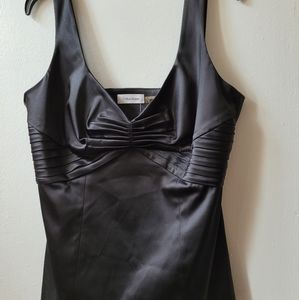 Size L - Calvin Klein dressy black satin top with nice detail at mid chest